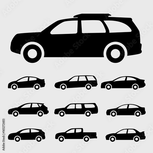 car icons black vector illustration