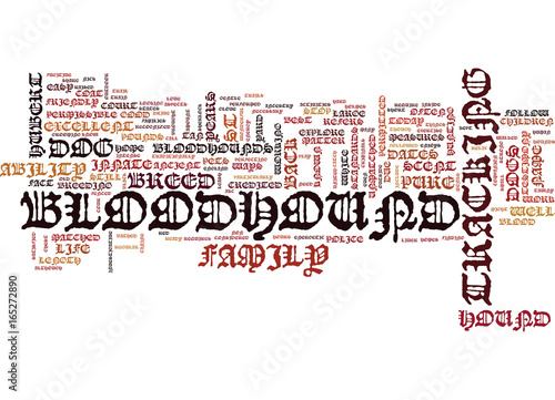 THE BLOODHOUND A FRIENDLY BREED WITH A FAMOUS NOSE Text Background Word Cloud Concept