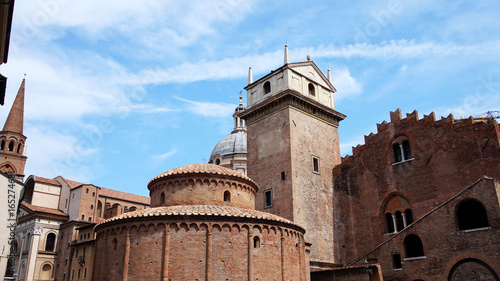 Rotonda di San Lorenzo church and Clock tower in Mantua, Italy photo