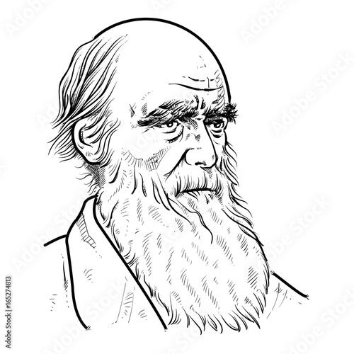 Obraz na plátně Hand draw charles darwin isolated, charles darwin Vector illustration,