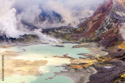 Crater of the active volcano of White Island  New Zealand