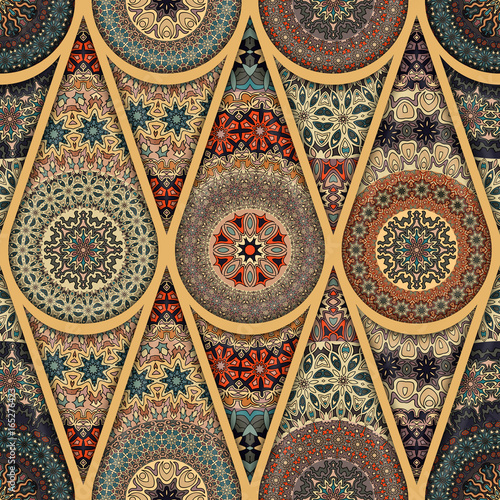 Seamless pattern. Vintage decorative elements. Hand drawn background. Islam, Arabic, Indian, ottoman motifs. Perfect for printing on fabric or paper.