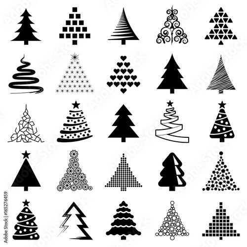 Christmas tree icon collection - vector illustration 