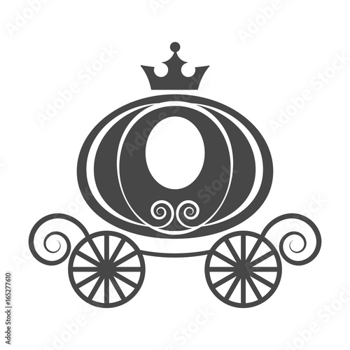 Stampa su tela Wedding element pumpkin carriage for invitation card isolated vector on white ba