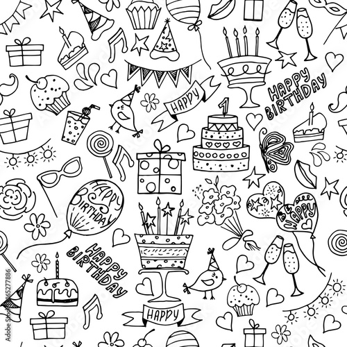 Happy birthday party seamless patterns.