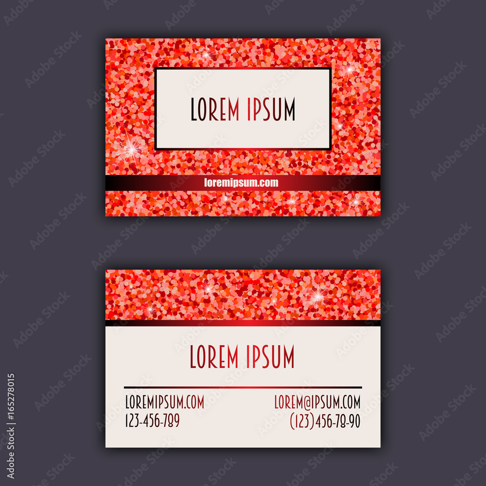 Business card templates with glitter shining background