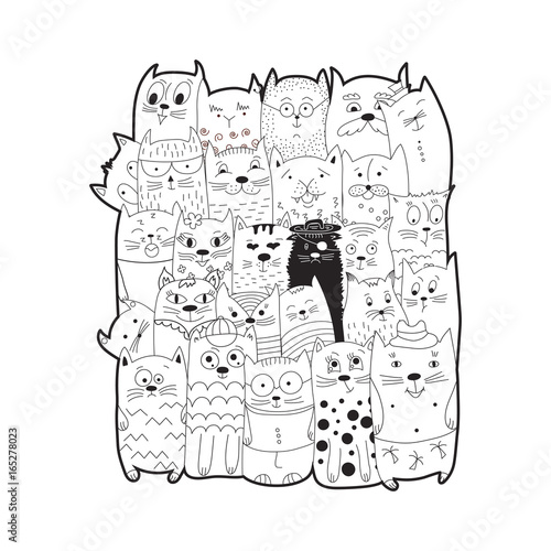 Cute cats, doodle style.