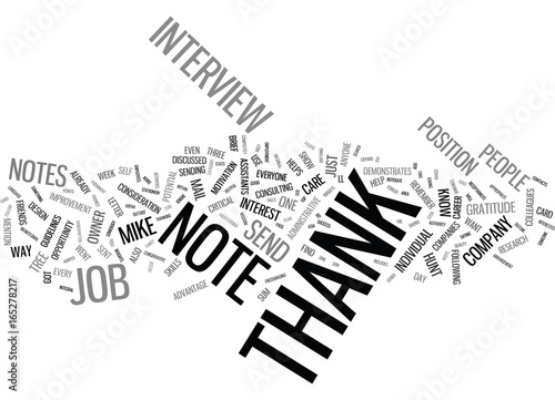 THANK YOU NOTES AN INTEGRAL PART OF YOUR CAREER DESIGN Text Background Word Cloud Concept