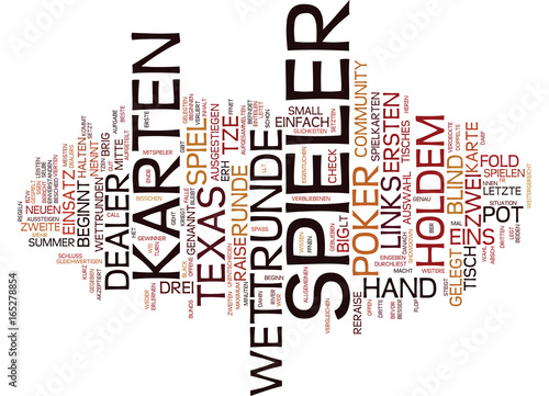 TEXAS HOLDEM SPIELREGELN Text Background Word Cloud Concept