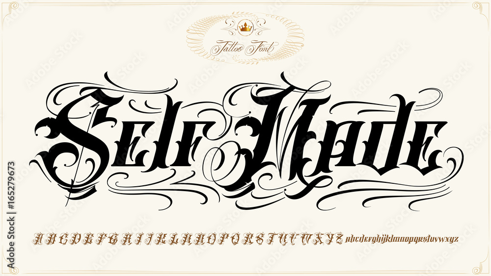 Self Made tattoo lettering set Stock Vector