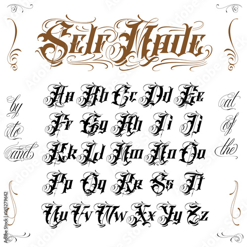 Gangster tattoo lettering