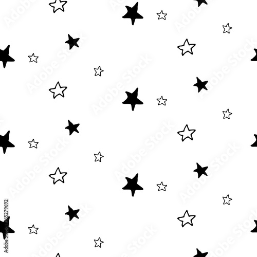 seamless pattern with hand drawn stars on transparent background