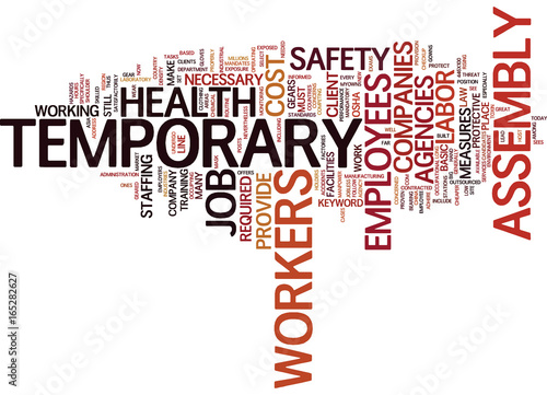 TEMPORARY ASSEMBLY WORKERS JOB Text Background Word Cloud Concept