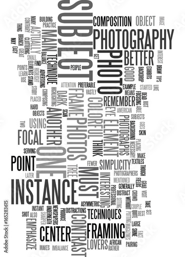 TECHNIQUES IN PHOTOGRAPHY Text Background Word Cloud Concept