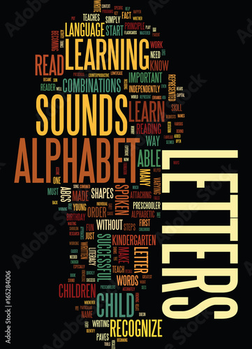 TEACH YOUR CHILD THE ALPHABET Text Background Word Cloud Concept