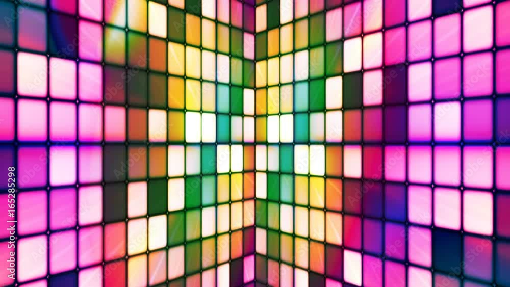 Broadcast Twinkling Hi-Tech Cubes Walls, Multi Color, Events, Loopable, 4K