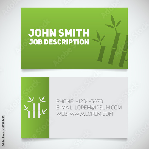 Business card print template with bamboo sticks logo
