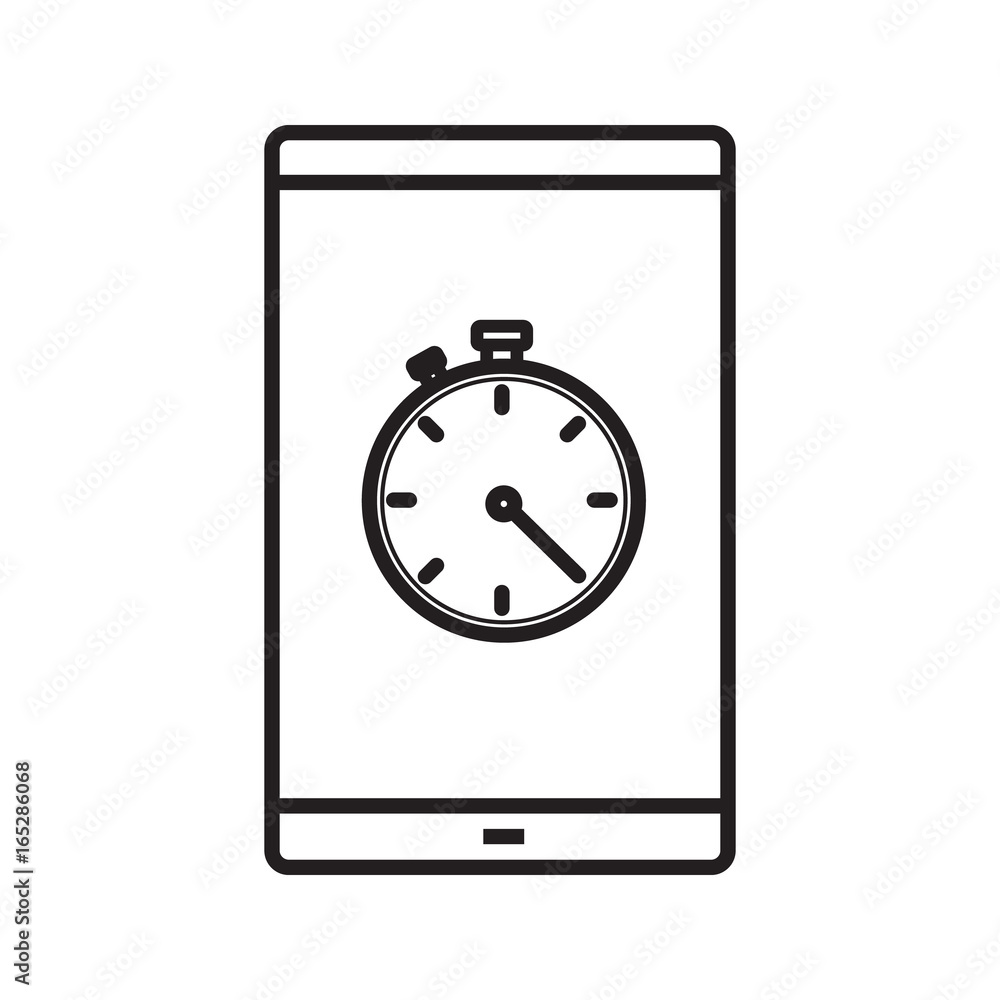 Smartphone stopwatch app linear icon Smartphone stopwatch app linear icon