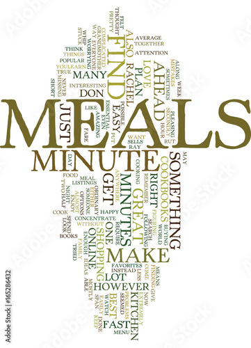 MINUTE MEALS Text Background Word Cloud Concept photo