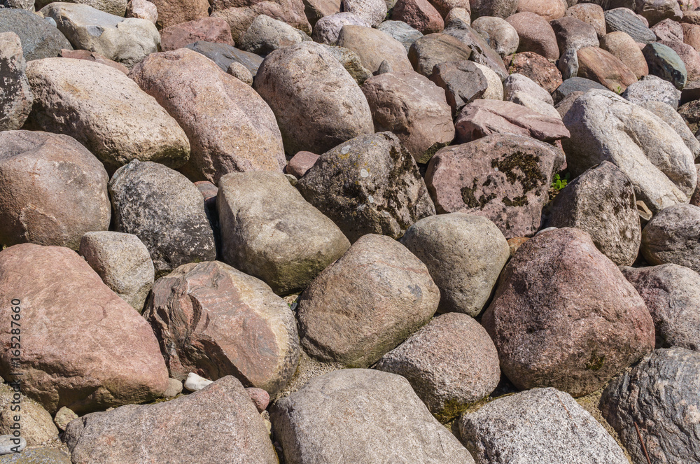 Scenery of stones in Koknese in the park Garden of Destinies in Latvia. July 2017.