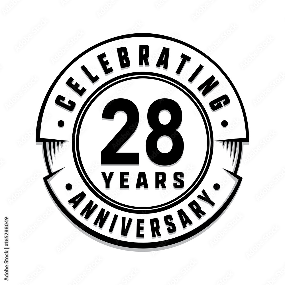 28 years anniversary logo template. Vector and illustration.
