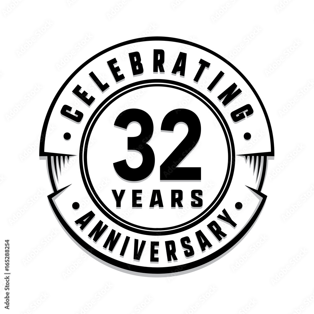 32 years anniversary logo template. Vector and illustration.