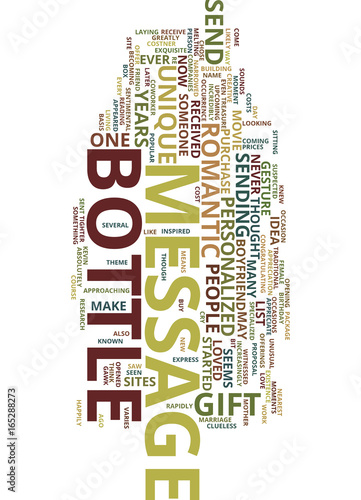 MESSAGE IN A BOTTLE Text Background Word Cloud Concept