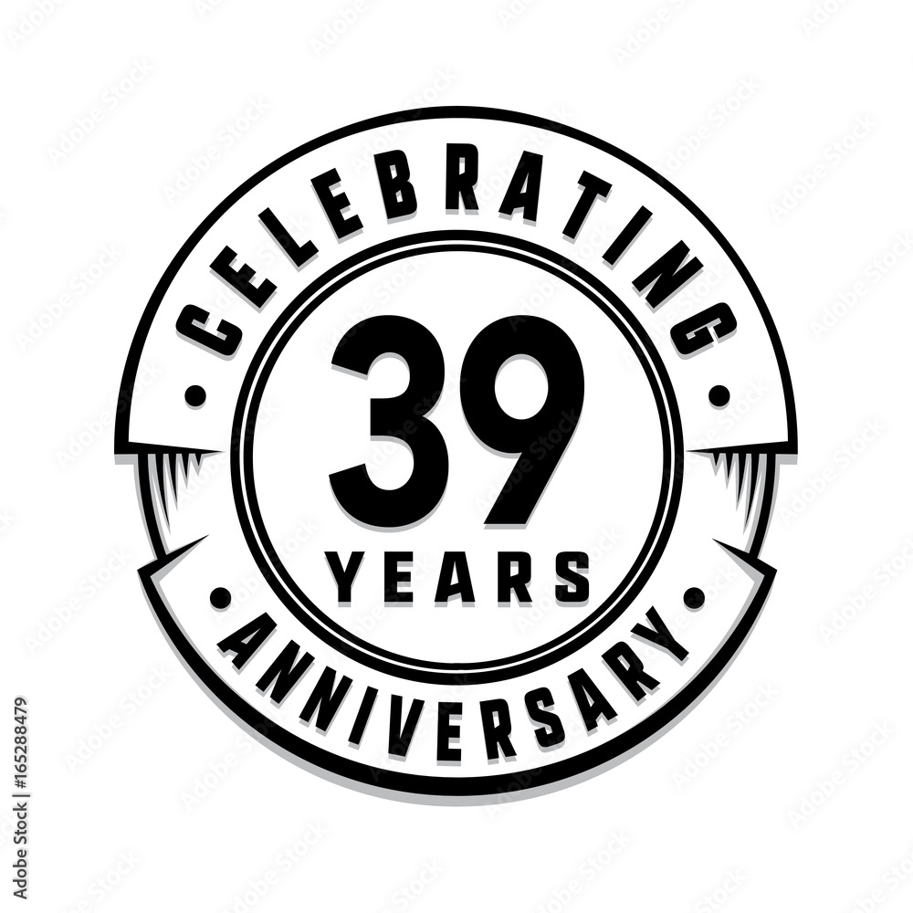 39 years anniversary logo template. Vector and illustration.