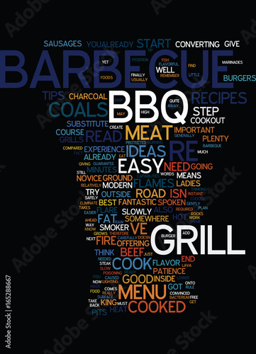 MENU IDEAS FOR THE BARBECUE GRILL Text Background Word Cloud Concept