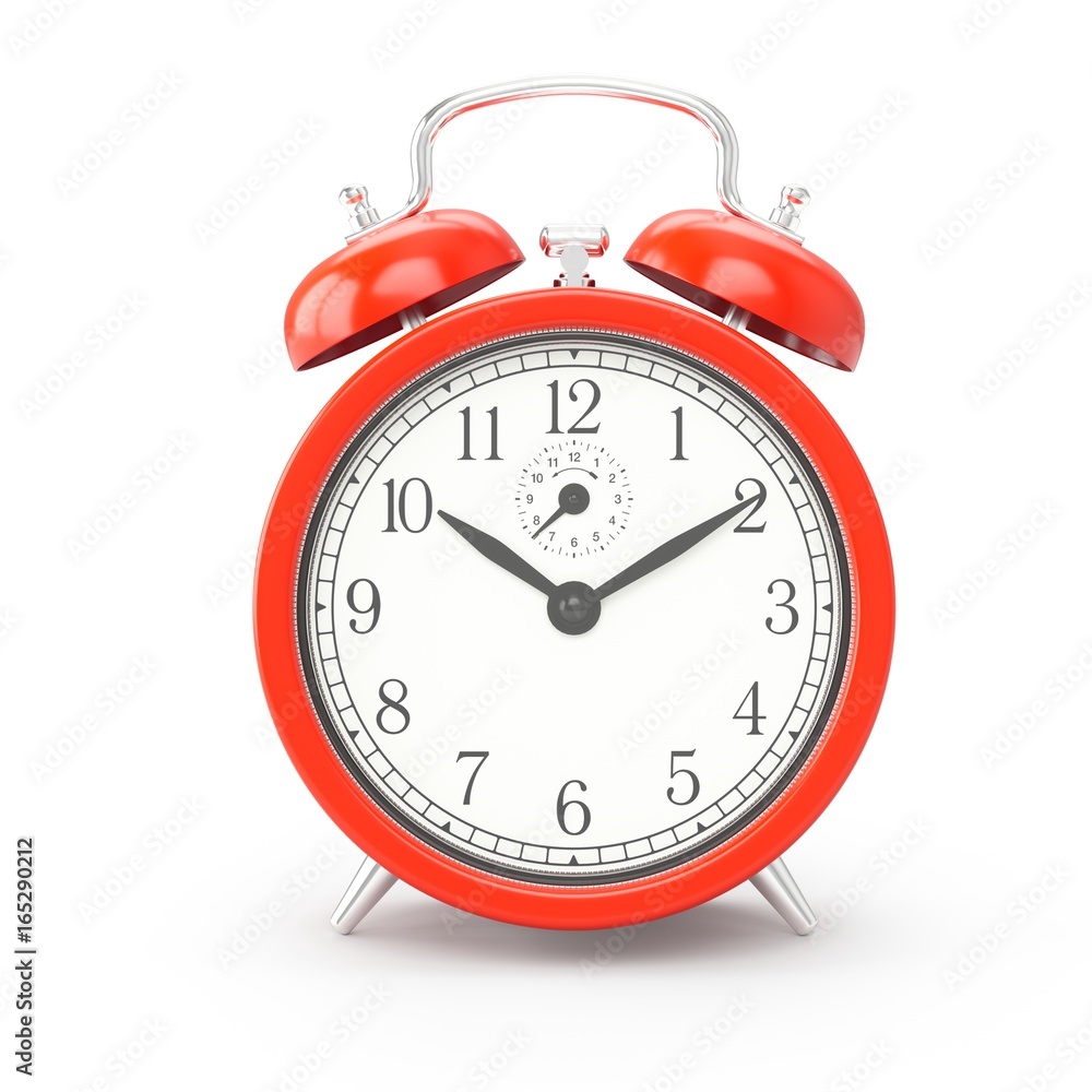 3D rendering red alarm clock isolated on white background 3D rendering red alarm clock isolated on white background