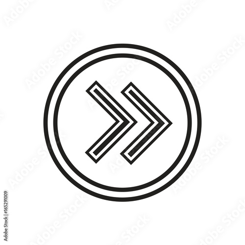 two simple right arrows icon within a circle.isolated on white background.  