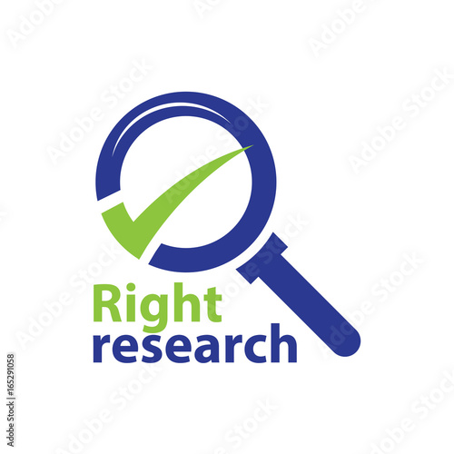 right sign within a magnifying glass. logo design.isolated on white background.