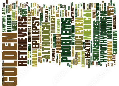 MEDICAL PROBLEMS OF GOLDEN RETRIEVERS Text Background Word Cloud Concept