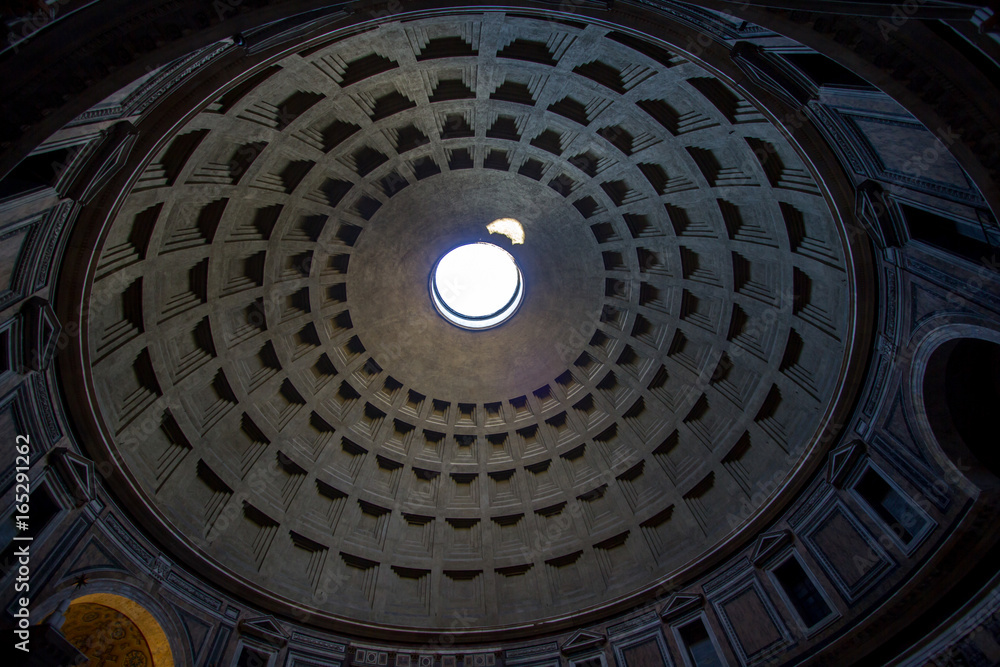 Pantheon with the famous ray of light from the top, Rome