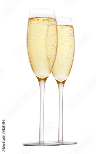 glasses of champagne isolated on white background
