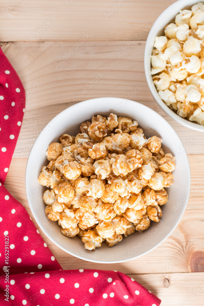 Caramel popcorn in bowl Caramel popcorn in bowl