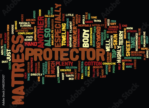 MATTRESS PROTECTOR Text Background Word Cloud Concept