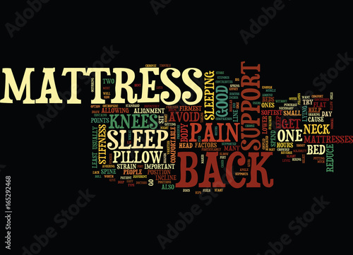 MATTRESS AND BACK SUPPORT Text Background Word Cloud Concept