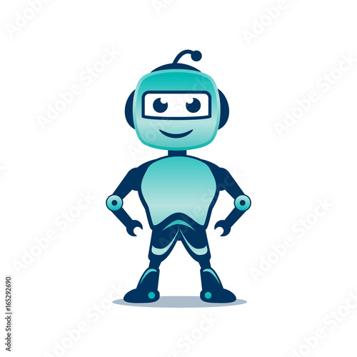 cartoon robot character with full body  isolated on white background.  