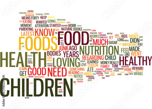 LOVE FOOD AND KIDS Text Background Word Cloud Concept