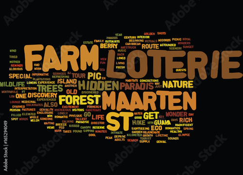 LOTERIE FARM ST MAARTEN Text Background Word Cloud Concept