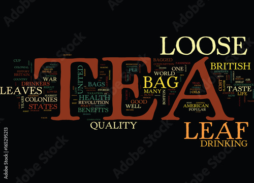 LOOSE LEAF TEA IN THE UNITED STATES A SHORT HISTORY Text Background Word Cloud Concept