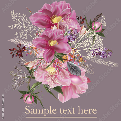 Beautiful elegant vector illustration or brochure with field  flowers