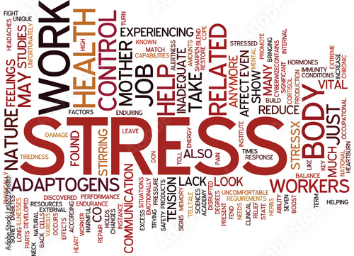 LOOK TO MOTHER NATURE TO REDUCE STRESS ON THE JOB Text Background Word Cloud Concept