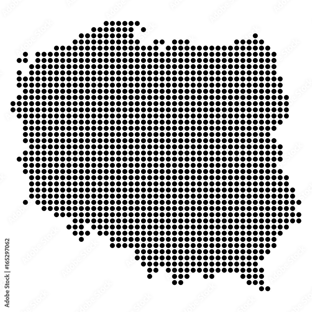 Пиксельная точечная карта Польши. Векторная иллюстрация.