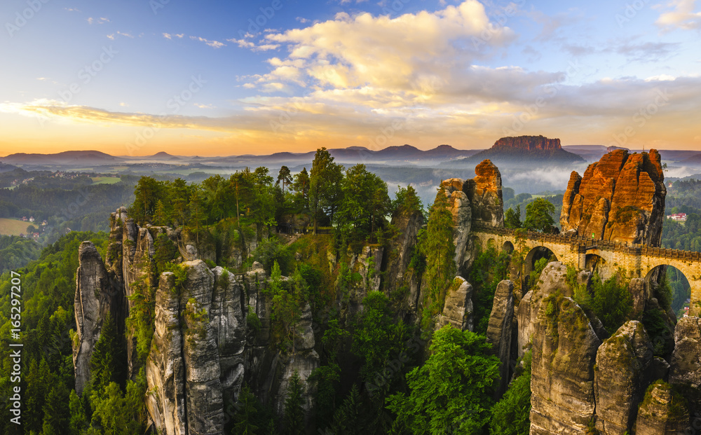 Fototapeta premium The Bastei bridge, Saxon Switzerland National Park, Germany