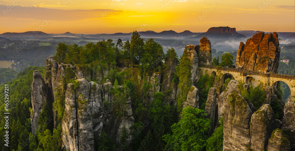 Fototapeta premium The Bastei bridge, Saxon Switzerland National Park, Germany