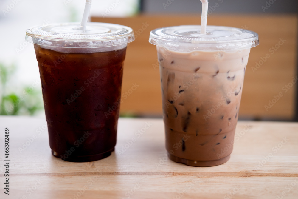 Iced coco and ice black coffee Iced coco and ice black coffee