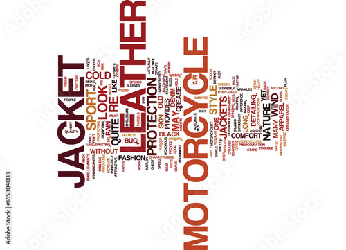 LEATHER MOTORCYCLE JACKET Text Background Word Cloud Concept
