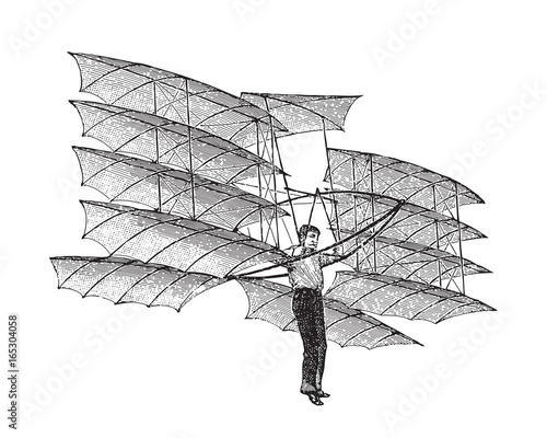 Old airplane - vintage illustration 